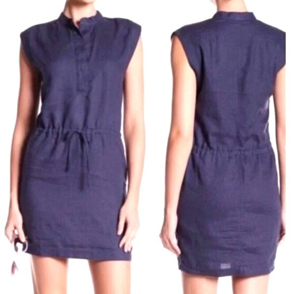 Standard James Perse Womens Linen Dress Sleeveless Button Front Blue Size Small - Picture 1 of 11